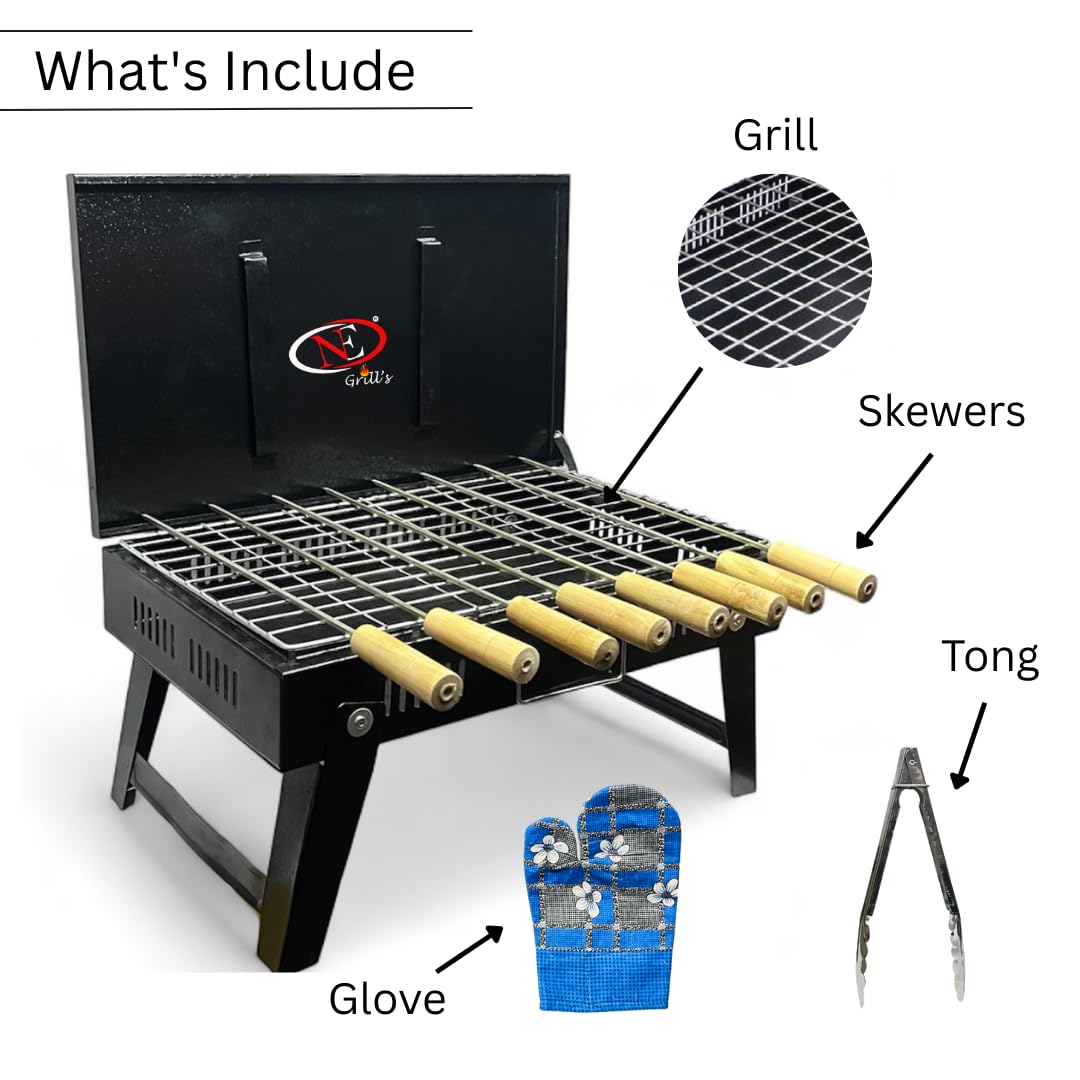 NE GRILLS Premium Charcoal Barbecue Grill for Home – 8 Skewers
